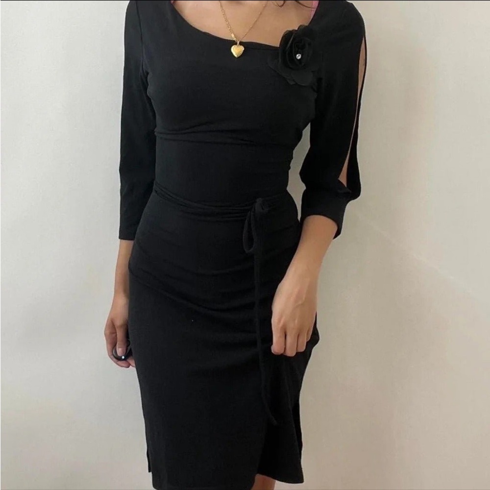y2k vintage black dress with slit sleeves